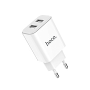 Адаптер Сетевой Hoco C62A Victoria 2USB 2,1A/10W (white)