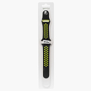 Ремешок - ApW Sport Band (повр. уп.) Apple Watch 38/40/41 mm силикон на кнопке (S) (black/green)
