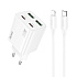 Адаптер Сетевой с кабелем Hoco N55 2Type-C/2USB 3A/20W (Type-C/Lightning) (white)