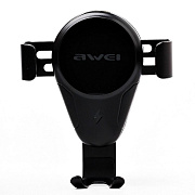 Держатель автомобильный Awei гравитационный+беспроводная зарядка CW3 в дефлектор (black)