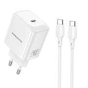 Адаптер Сетевой с кабелем Borofone BN33 Fuente Type-C 40W (Type-C/Type-C) (white)
