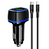 Адаптер Автомобильный с кабелем Borofone BZ14A Mercury USB/Type-C/5V/3.4A PD+QC3.0 Type-C/Lightning (black)