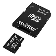 Карта флэш-памяти MicroSD 32 Гб Smart Buy +SD адаптер (class 10) PRO U3 R/W:95/60 MB/s 