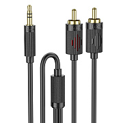 Кабель AUX (папа-папа) Hoco UPA28 double lotus RCA  100см   (black)
