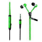 Проводные наушники с микрофоном внутриканальные - Zipper Jack 3,5  (green)
