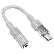 Переходник Jack 3.5 (м) - Type-C (п) Hoco LS37 Spirit 10см (gray)
