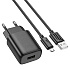 Адаптер Сетевой с кабелем Hoco C134A Solid USB 2,4A/12W (USB/Micro USB) (black)