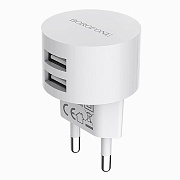 Адаптер Сетевой с кабелем Borofone BA23A Brilliant 2USB 2,4A/10W (USB/Type-C) (white)