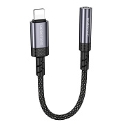 Переходник Jack 3.5 (м) - Lightning (п) Borofone BV24 Graceful (metal grey)