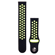 Ремешок - WB014 Samsung Gear Sport/Gear S2 Classic/Galaxy Watch 20 мм универсальный силикон на кнопке (регулируемый) (black/green)