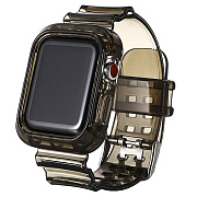 Ремешок - ApW21 Apple Watch 38/40/41 mm прозрачный силикон на пряжке+кейс (black)