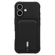 Чехол-накладка - SC304 c картхолдером для "Apple iPhone 16" (black) (234441)