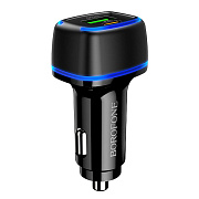 Адаптер Автомобильный Borofone BZ14A Mercury USB/Type-C/5V/3.4A PD+QC3.0 (black)