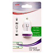 Адаптер Автомобильный Activ CAU1-1A-01 1USB/5V/1A (white/purple) ..