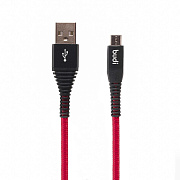 Кабель USB - micro USB budi 198M  100см 2,4A  (red/black)