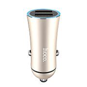 Адаптер Автомобильный Hoco Z30A 2USB/5V/3.1A (gold)