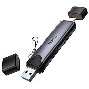 Кард-ридер Hoco HB56 Victory USB/Type-C 3-in-1 (metal grey)