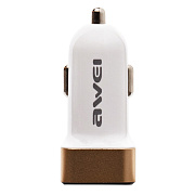 Адаптер Автомобильный Awei C-200 2USB/5V/2.4A (white/gold)