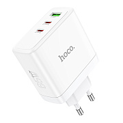 Адаптер Сетевой Hoco N30 Glory PD GaN 2Type-C/USB 3A/65W (white)