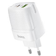 Адаптер Сетевой Hoco C85A Bright PD QC3.0 USB/Type-C 3A/20W (white)