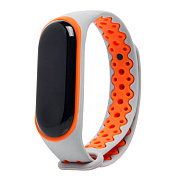 Ремешок - WB07 Sport N Xiaomi Mi Band 3/Mi Band 4 силикон на кнопке (регулируемый) (gray/orange)