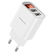 Адаптер Сетевой Borofone BA58A 2USB 2,4A/10W (white)