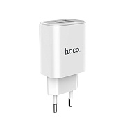 Адаптер Сетевой с кабелем Hoco C62A Victoria 2USB 2,1A/10W (USB/Lightning) (white)