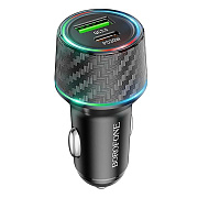 Адаптер Автомобильный Borofone BZ21 Brilliant 48W PD30W+QC3.0 USB/Type-C/5V/3A (black carbon)