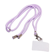 Шнурок текстильный на шею с карабином (круглый) (light violet) 