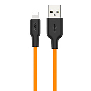 Кабель USB - Apple lightning Hoco X21 Plus (silicone) 12W 100см 2,4A  (orange/black)