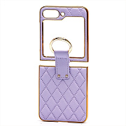 Чехол-накладка - FLIP экокожа стеганая с кольцом для "Samsung Galaxy Flip 5" (violet)