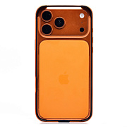 Чехол-бампер - металлический с силиконовыми бортами  для "Apple iPhone 17 Pro Max/18 Pro Max" (cosmic orange)