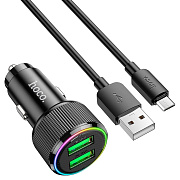 Адаптер Автомобильный с кабелем Hoco NZ14 Guerrero 36W (Micro) (black)