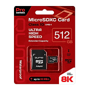 Карта флэш-памяти MicroSD 512 Гб Qumo +SD адаптер Pro seria UHS-1 U3