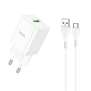 Адаптер Сетевой с кабелем Hoco N26 Maxim QC3.0 USB 18W (USB/Type-C) (white)